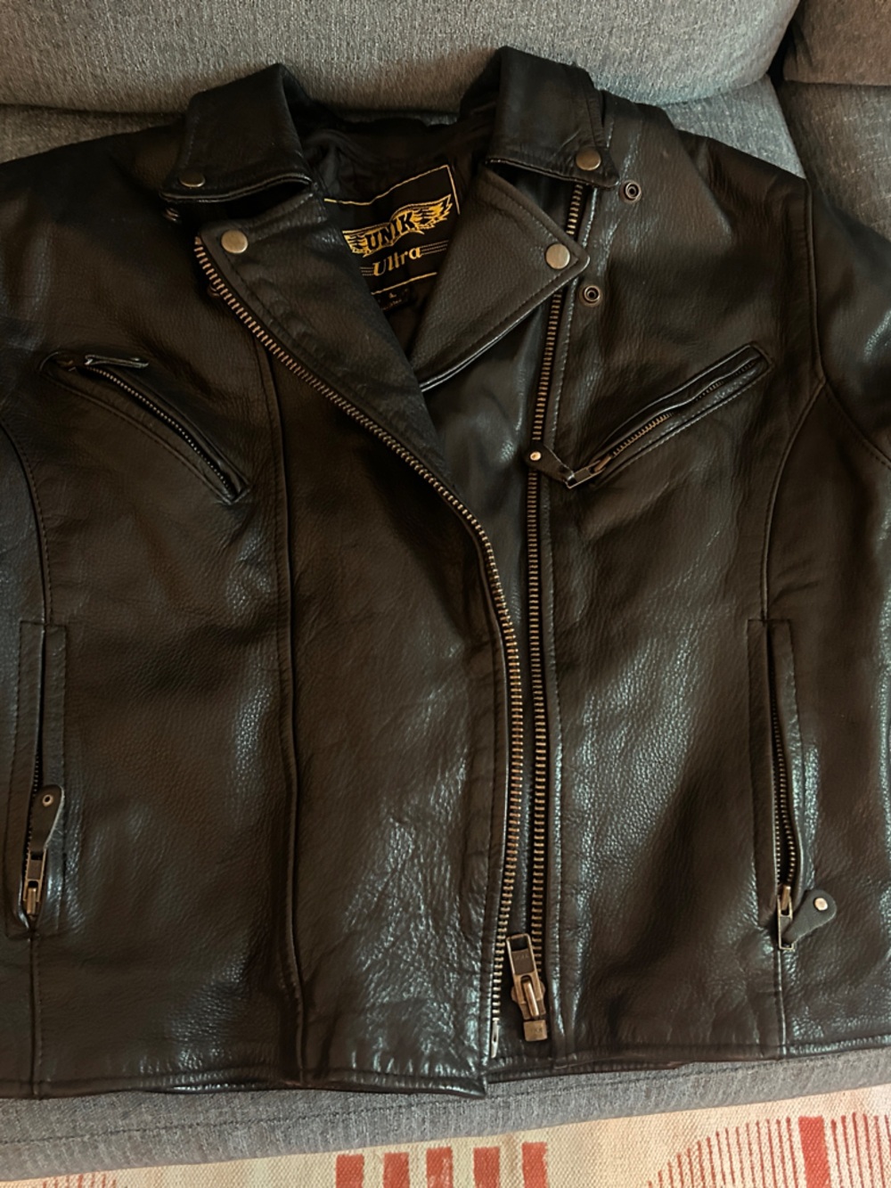 Unik Black Leather Biker Jacket